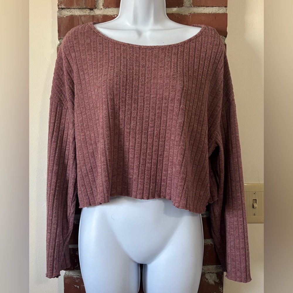 SHEIN Dusty Rose Ribbed Knit Crop Top